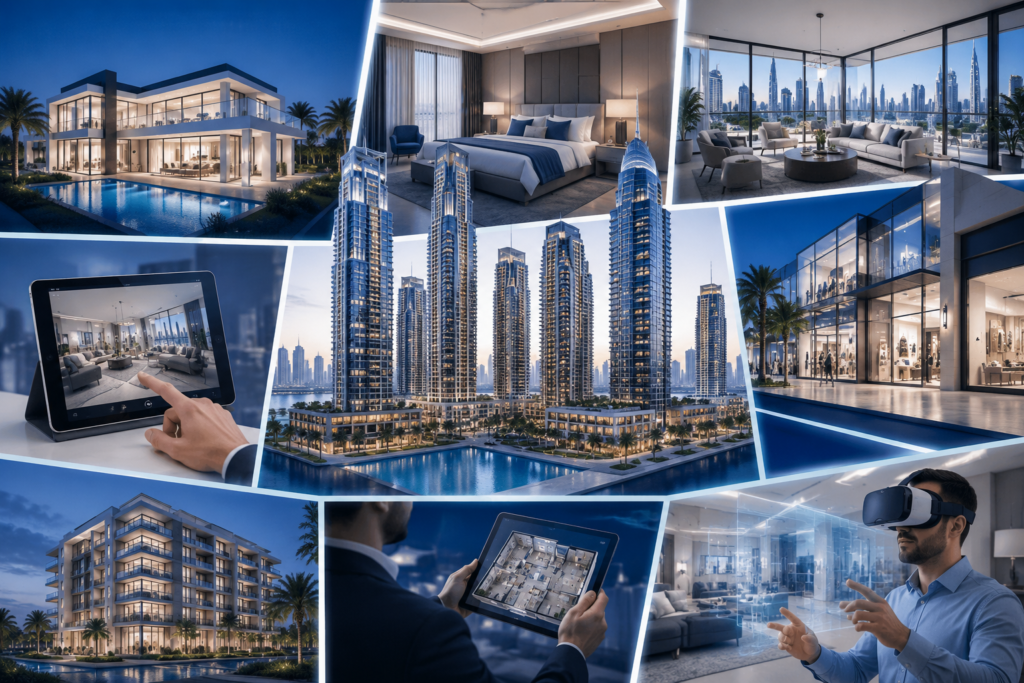 Virtual property tour UAE — real estate use case collage